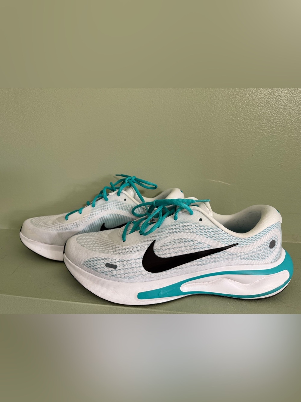 Nike Men’s White & Teal Running Shoes
